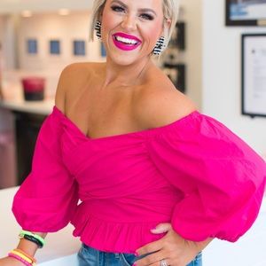 EXPRESS RASPBERRY PINK SMOCKED TOP